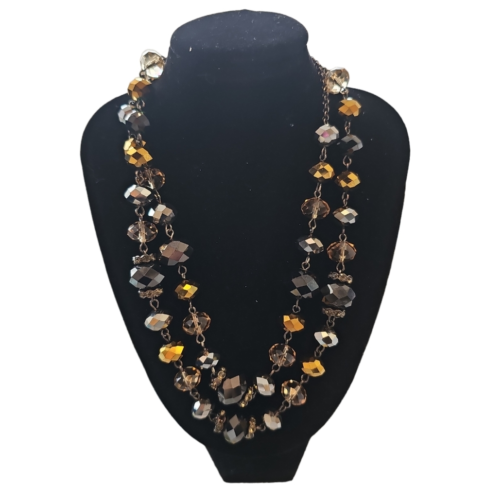 Trifari | Faceted Black, Crystal Rondelle Layered Statement Necklace - Picture 1 of 6